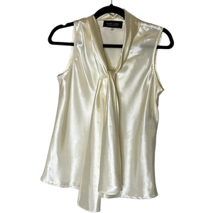 Evan Picone Black‎ Label Cream Front V Neck Tank with Tie Size XS